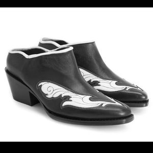 John Fluevog western mule black and white